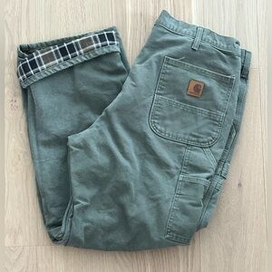 Carhartt Blanket Flannel Lined Duck Canvas Carpenter Work Pants